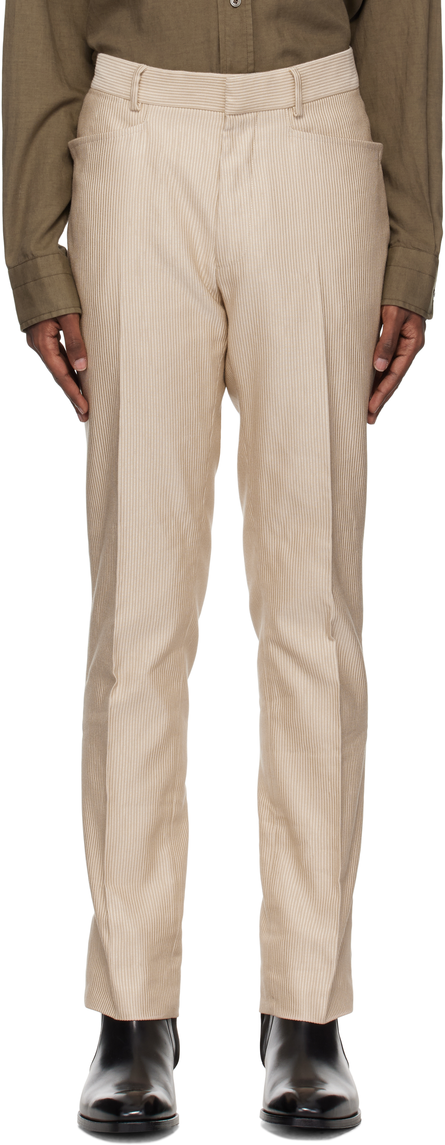 Shop Tom Ford Beige Glamorous Cord Dyllan Trousers In Ivory