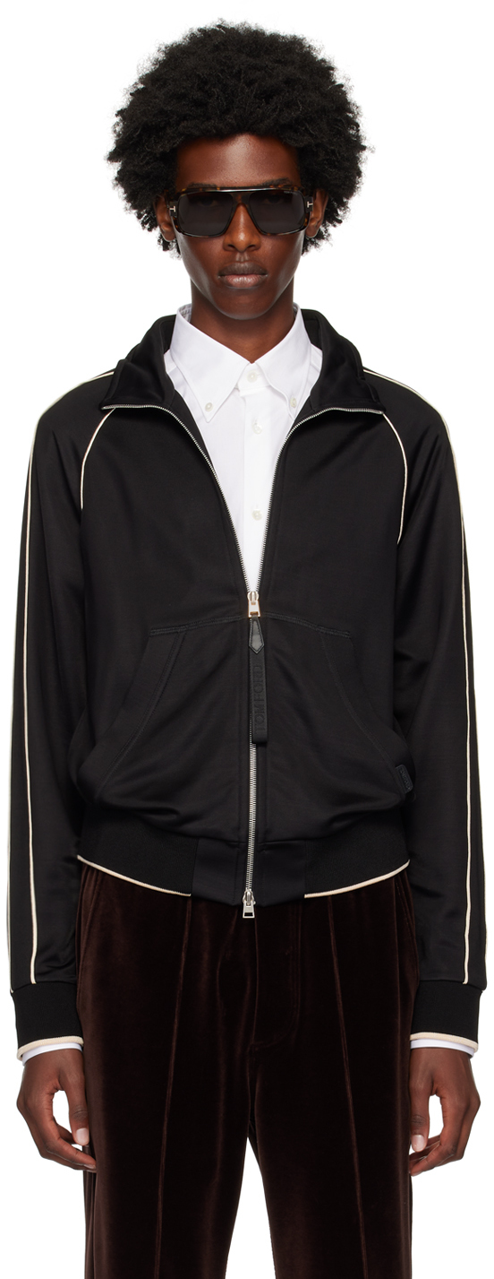 Black Piping Zip Sweatshirt