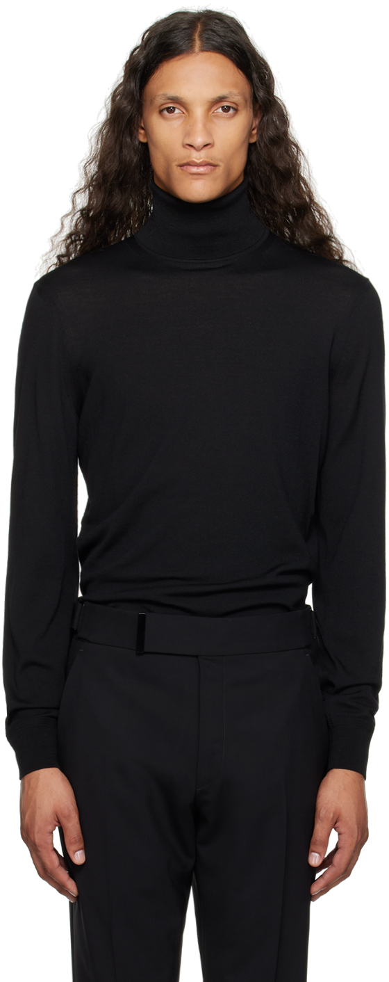 Shop Tom Ford Black Wool Turtleneck