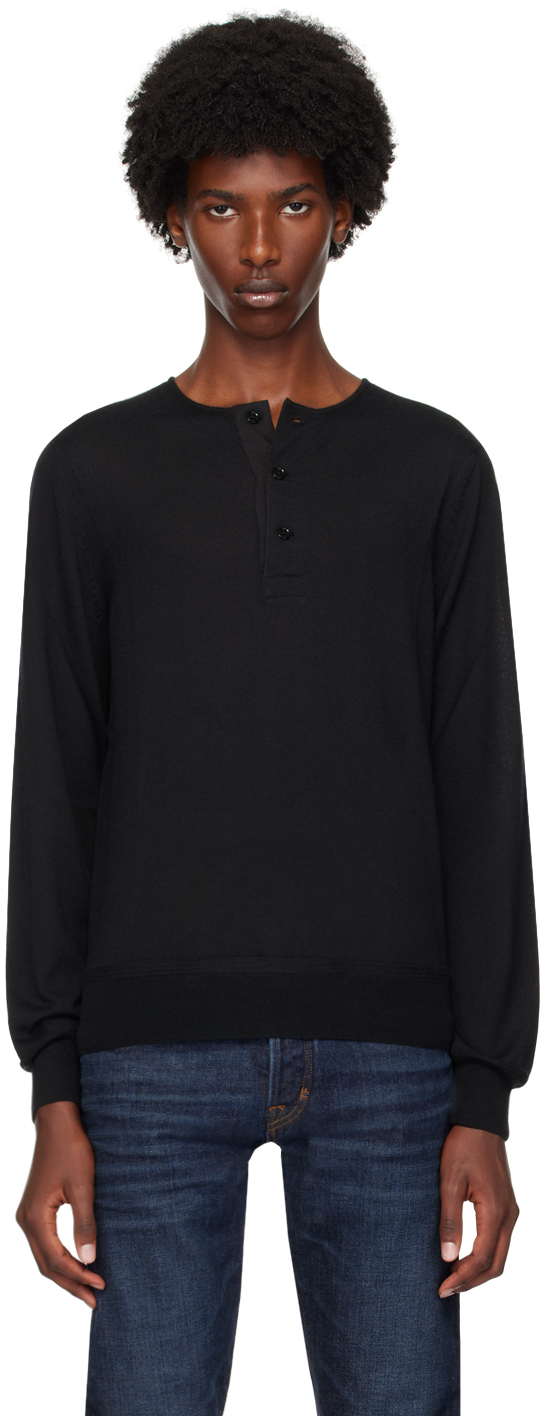 TOM FORD: ブラック カシミヤ ヘンリーネック | SSENSE 日本 TOM FORD: ブラック カシミヤ ヘンリーネック | SSENSE 日本