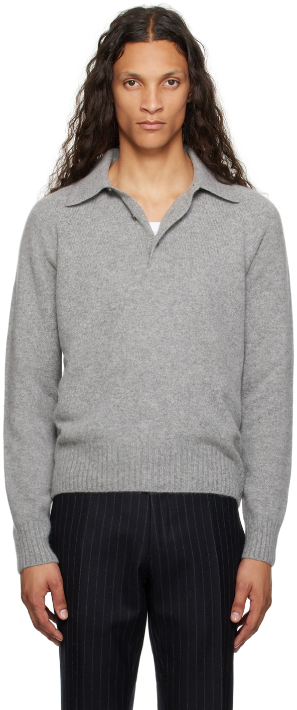 Shop Tom Ford Gray Cashmere Polo In Light Grey