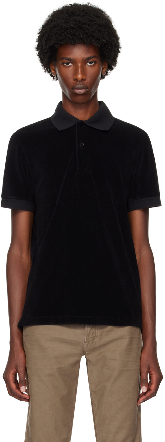 Shop Tom Ford Black Towelling Polo