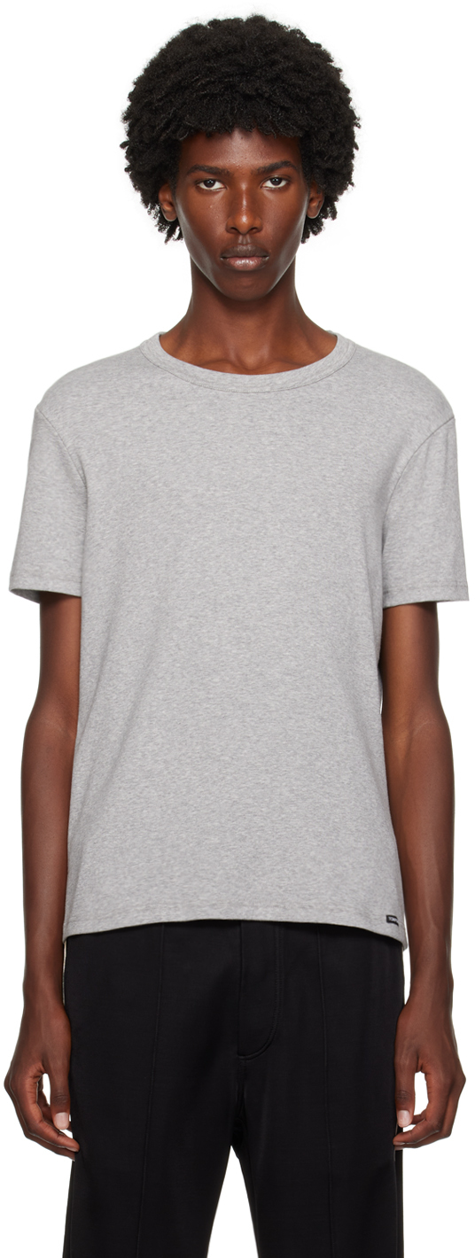 Shop Tom Ford Gray Crewneck T-shirt In Grey