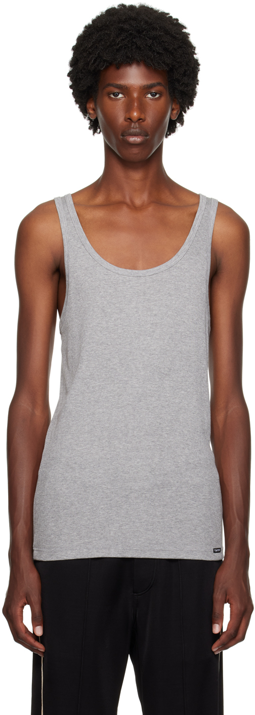 Shop Tom Ford Gray Rib Tank Top In Grey