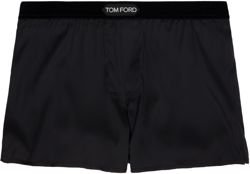 Shop Tom Ford Black Jacquard Logo Boxers