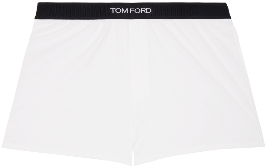 Shop Tom Ford White Jacquard Logo Boxers