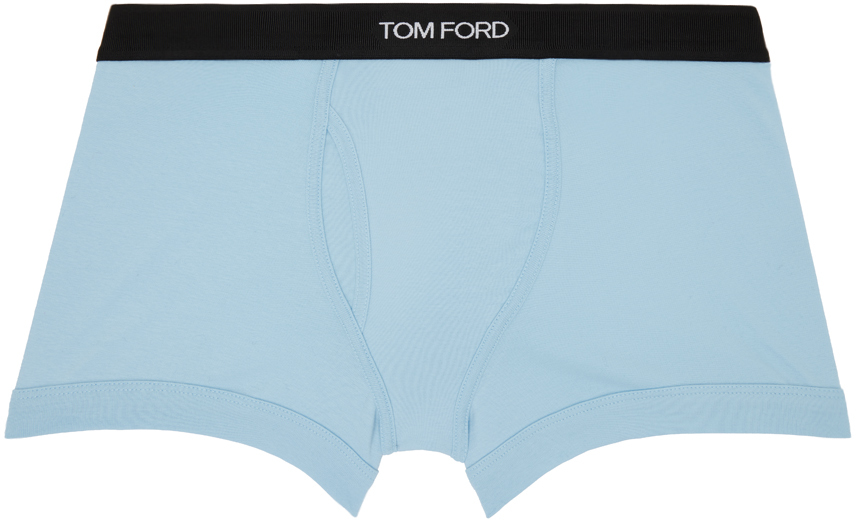 Shop Tom Ford Blue Cotton Boxer Briefs In Aqua