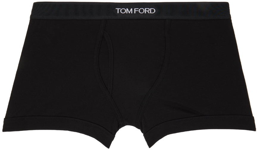 Shop Tom Ford Black Cotton Boxer Briefs