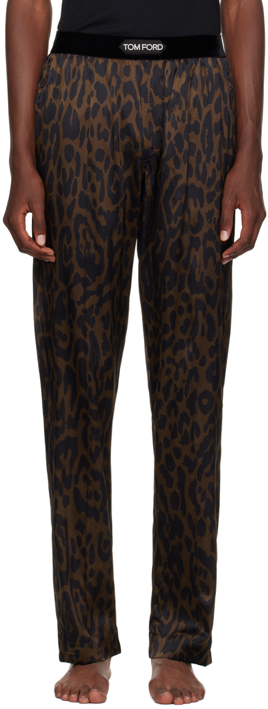 TOM FORD BLACK & BROWN CHEETAH PRINT PYJAMA PANTS 