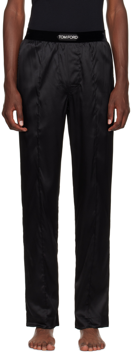 Shop Tom Ford Black Silk Pyjama Pants