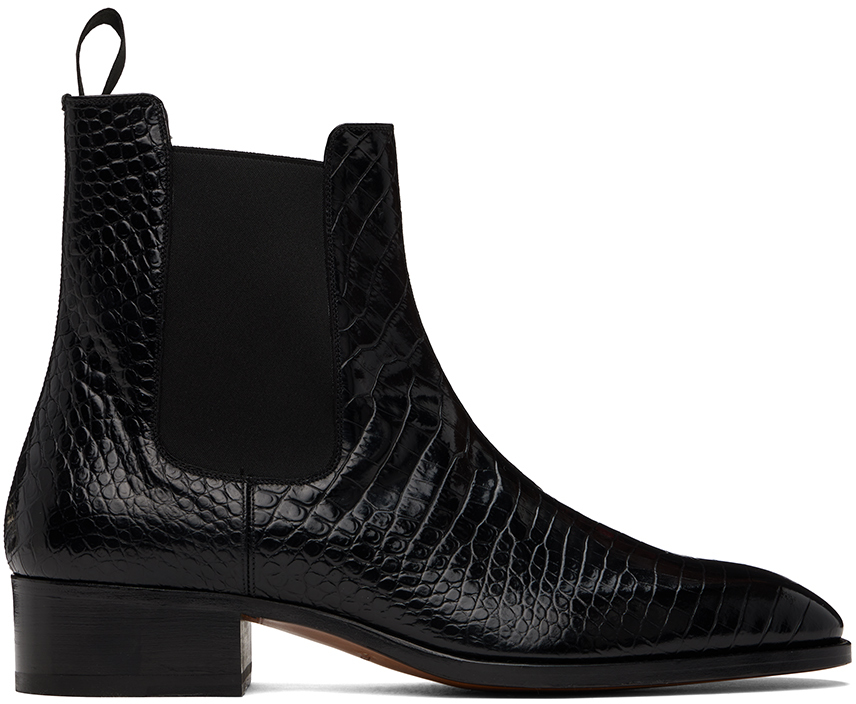 Black Croc Hainaut Chelsea Boots