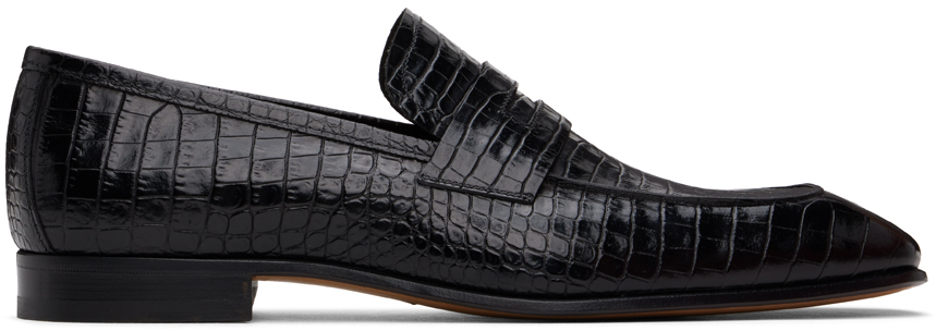 Black Croc Bailey Loafers