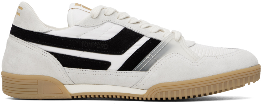 Shop Tom Ford White & Black Suede Jackson Sneakers In White/black + Amber