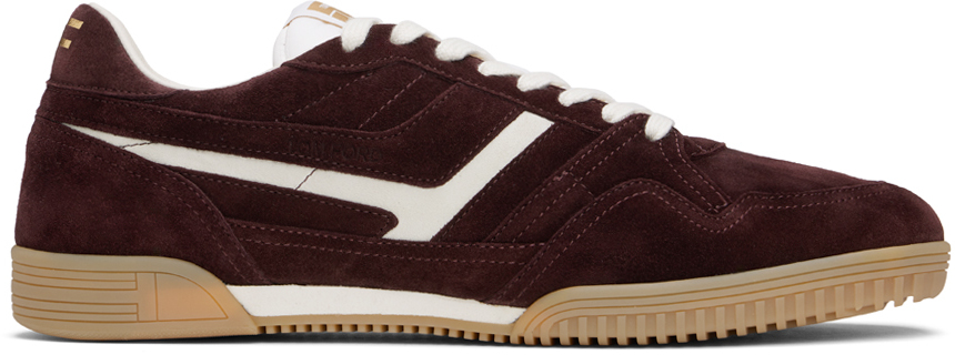 Shop Tom Ford Burgundy Suede Jackson Sneakers In Wine + Amber