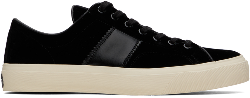 Shop Tom Ford Black Cambridge Lace Up Sneakers In Black + Cream