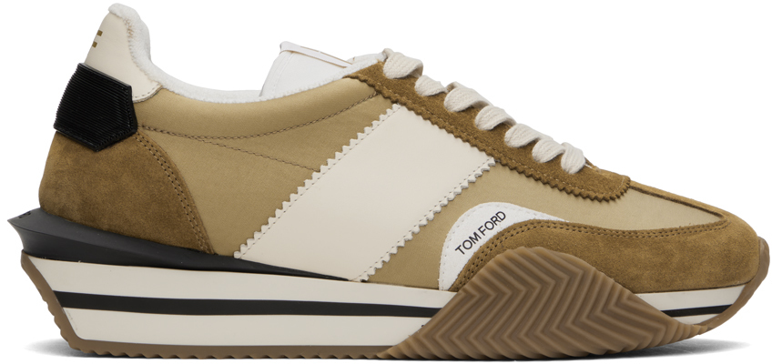 Shop Tom Ford Brown James Sneakers In Biscuit/sand + Cream