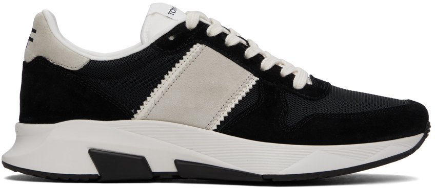 Shop Tom Ford Black & Gray Jagga Sneakers In Black/stone + White