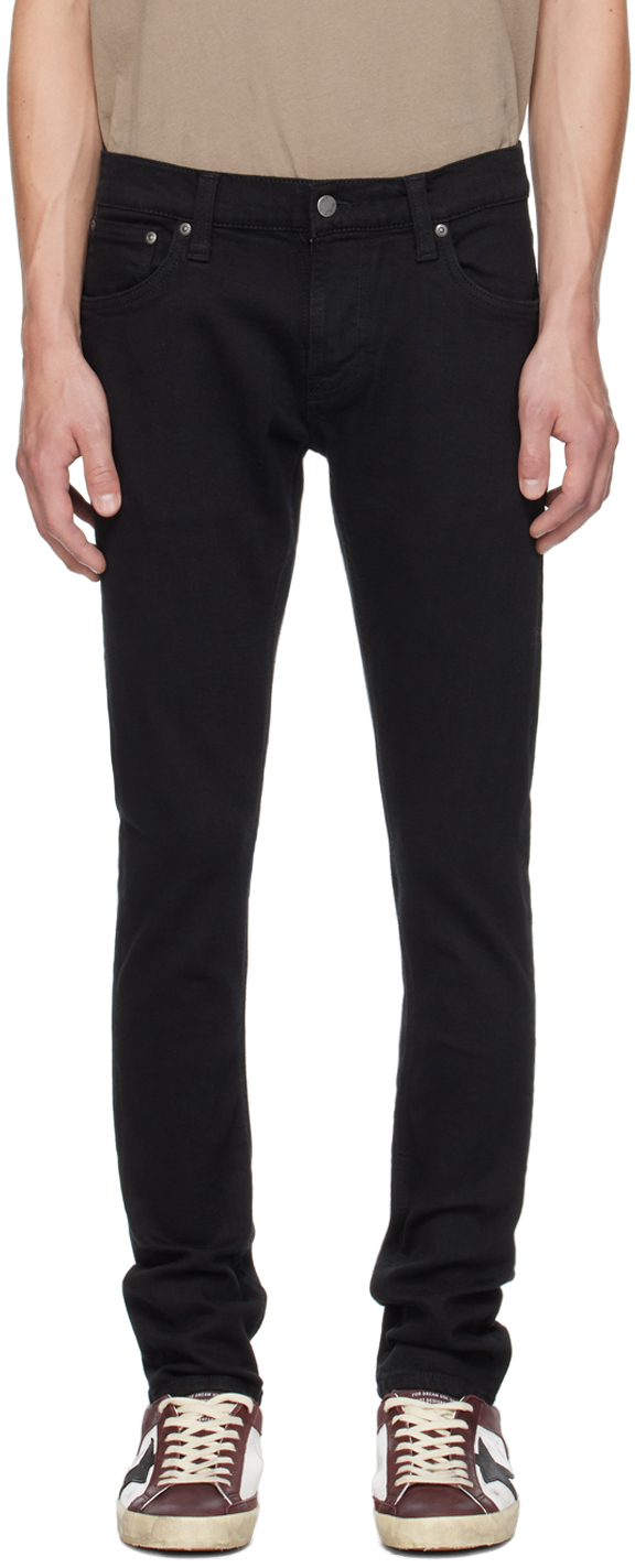 Shop Nudie Jeans Black Tight Terry Jeans In Everblack