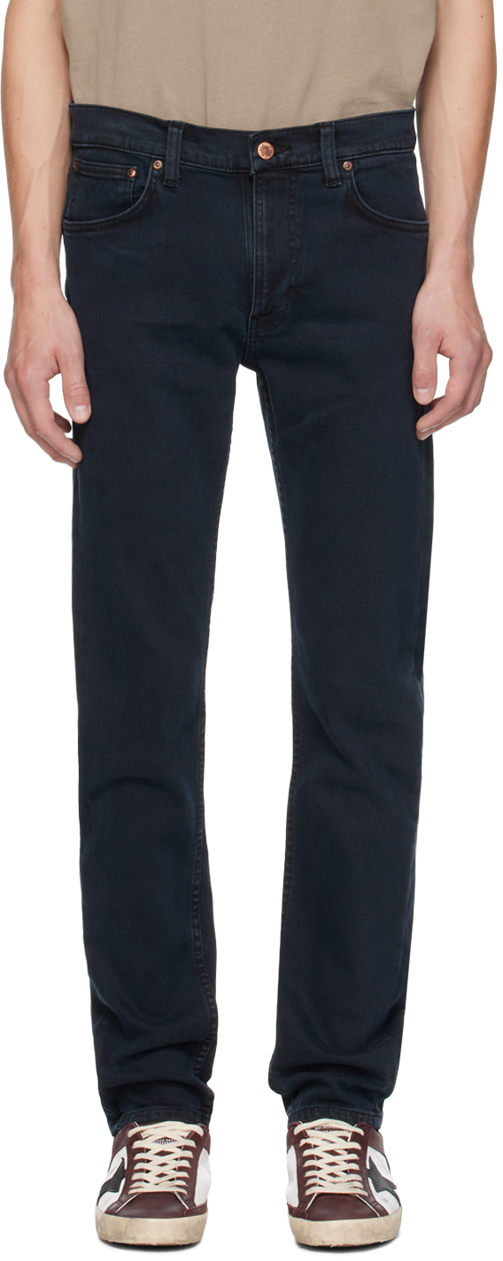 NUDIE JEANS NAVY LEAN DEAN JEANS 