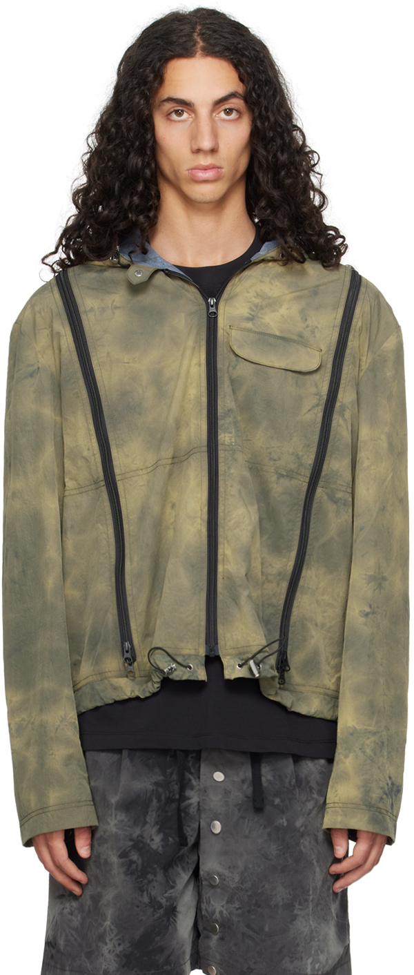 Shop Fffpostalservice Khaki Zip Vent Jacket In Stega