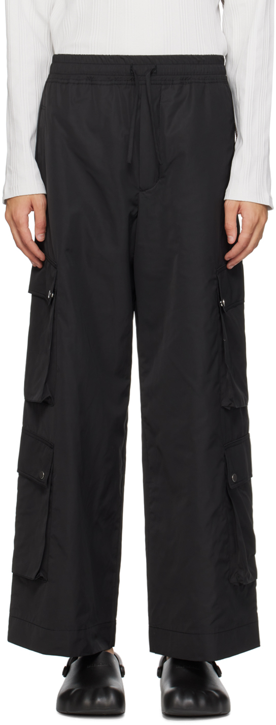 Shop Fffpostalservice Black Drawstring Cargo Pants