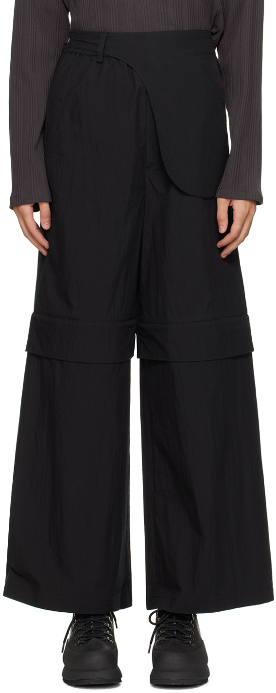 Shop Fffpostalservice Black Wide Waistbag Convertible Trousers