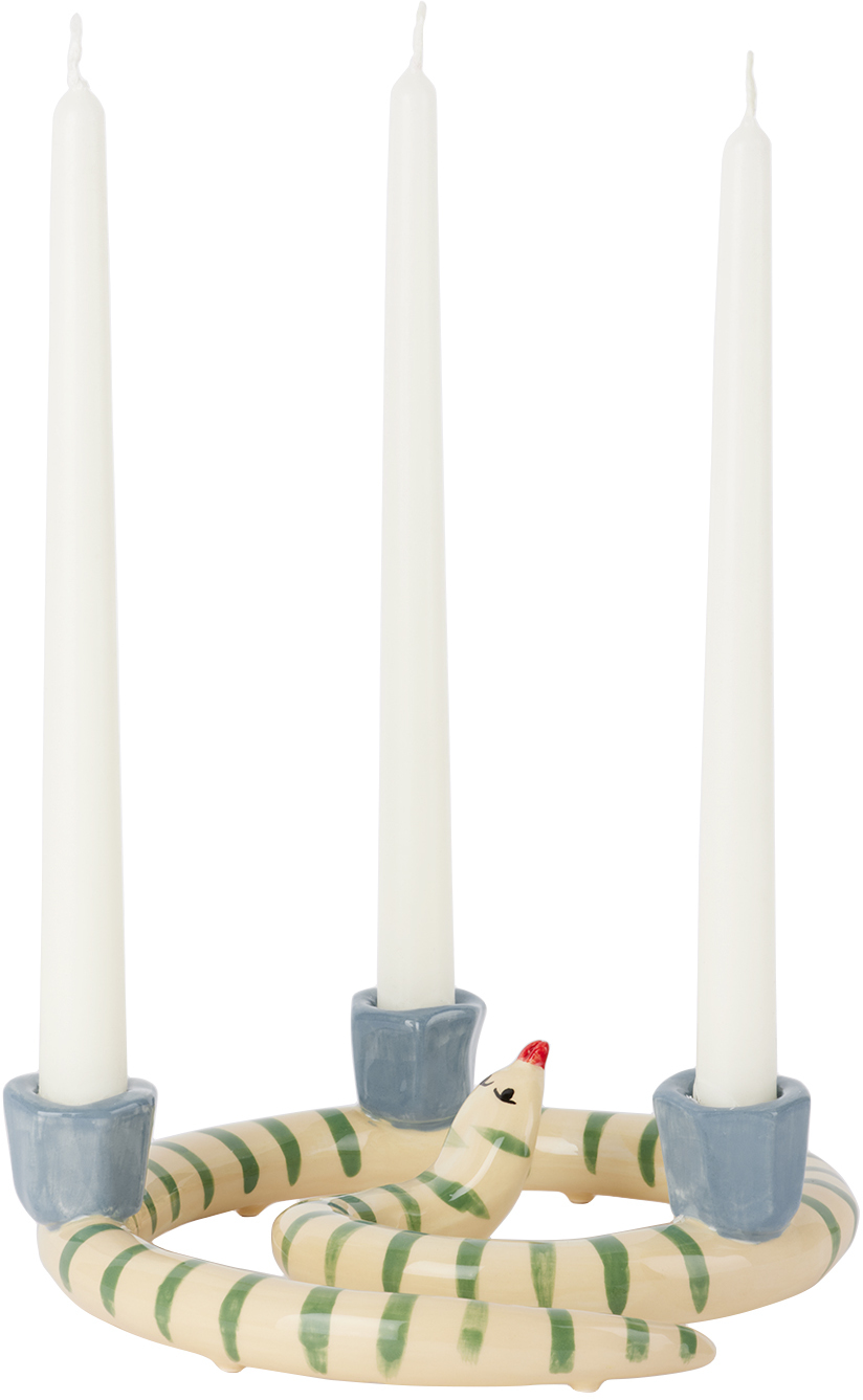 Laetitia Rouget Sneaky Stripe Candle Holder In Stripes