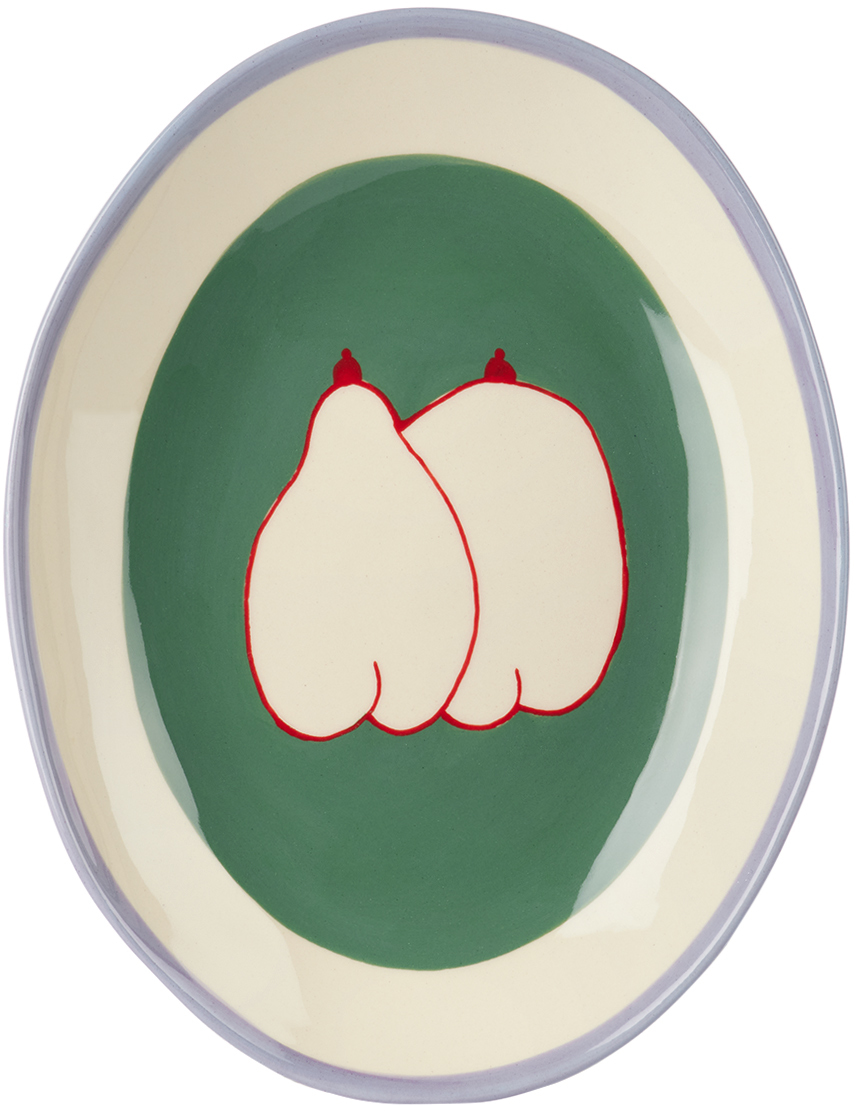 Purple & Khaki 'Like Apple & Pear' Oval Plate