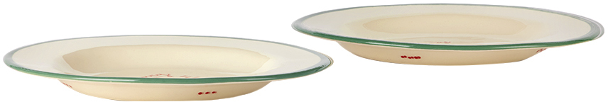 Laetitia Rouget Green & White 'i'm Sorry For...' Dessert Plate Set In White And Green
