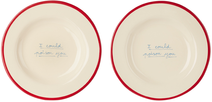 Shop Laetitia Rouget White & Red 'i Could Poison You' Dessert Plate Set