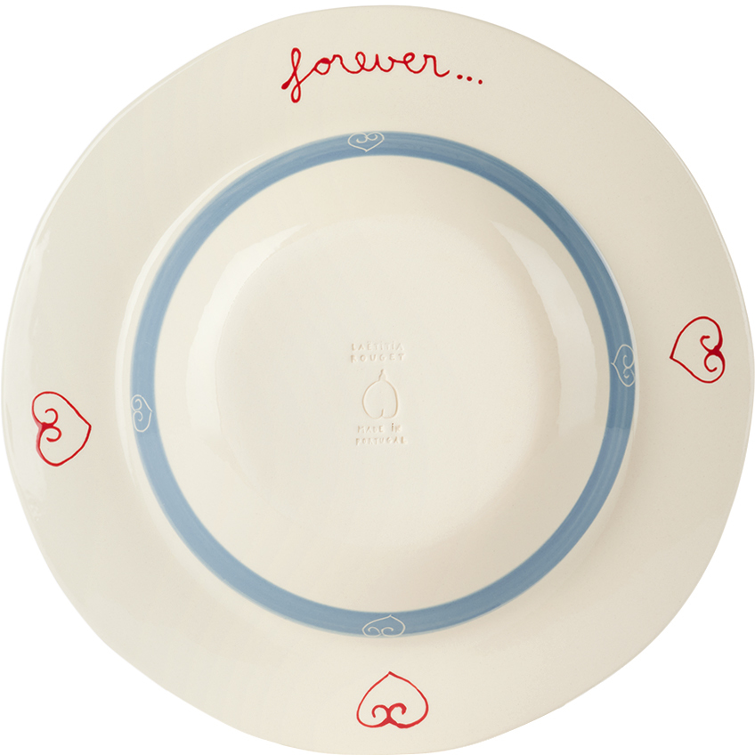 Laetitia Rouget Blue & White 'you Are Stuck With Me' Dinner Plate In Blue& White