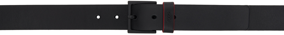 Hugo Black Leather Belt In 003-black