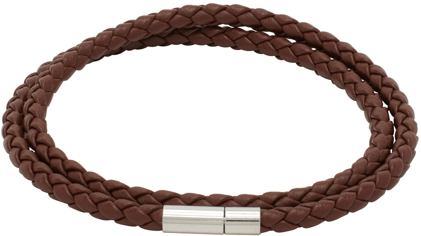 Brown Double Braided Leather Bracelet