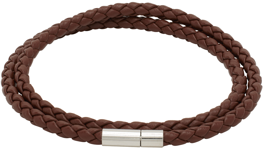 Hugo Brown Double Braided Leather Bracelet