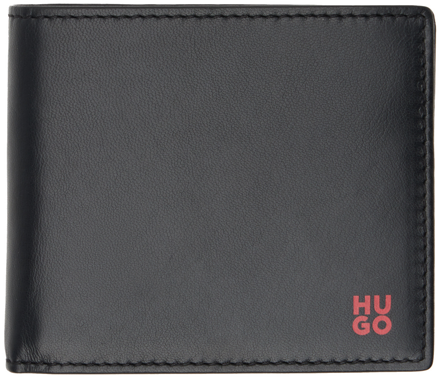 Black Nappa Leather Stacked Logo Wallet