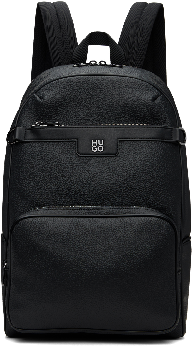 Black Stacked Logo Backpack