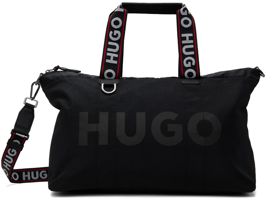 Black Printed Logo Duffle Bag