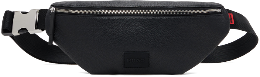 Shop Hugo Black Faux-leather Belt Bag In 001-black