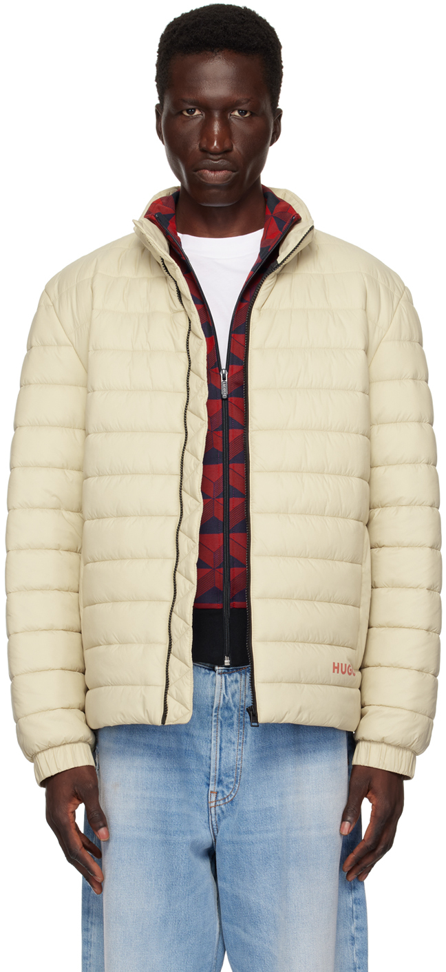 Shop Hugo Beige Insulated Puffer Jacket In 281-open Beige