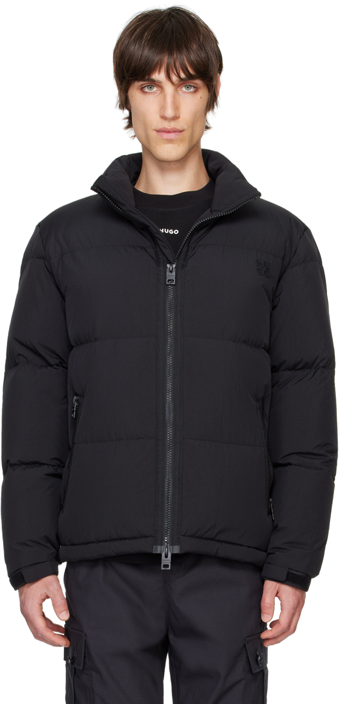 Shop Hugo Black Water-repellent Down Jacket In 001-black