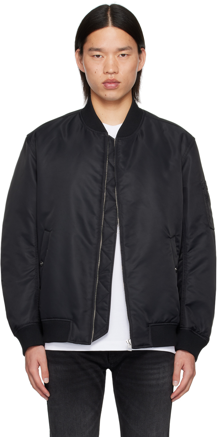 Black Recycled Nylon Bomber Jacket