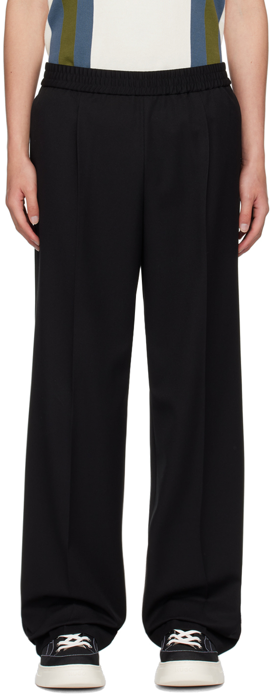 Shop Hugo Black Elasticized Trousers In 001