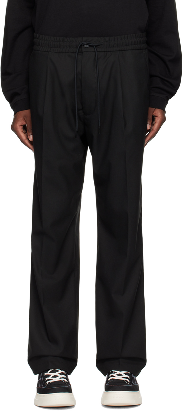 Shop Hugo Black Loose-fit Trousers In 001-black