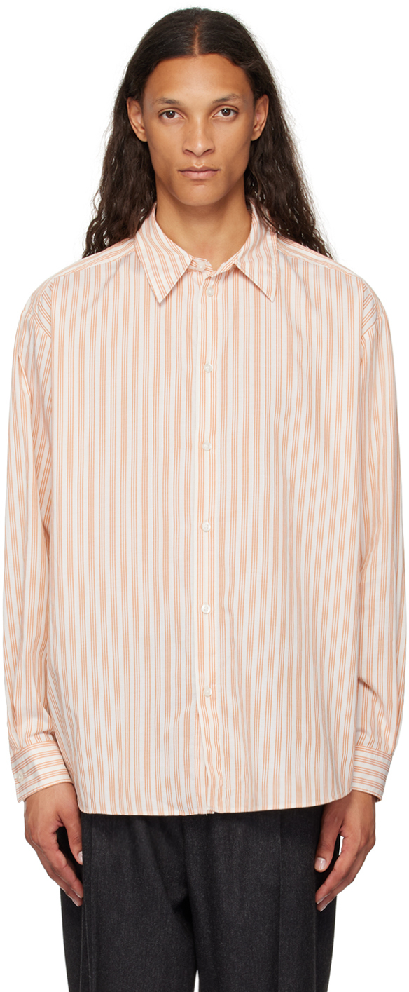 Shop Hugo White & Orange Striped Shirt In 121-open White