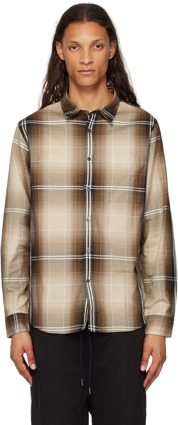 Beige & Brown Check Shirt