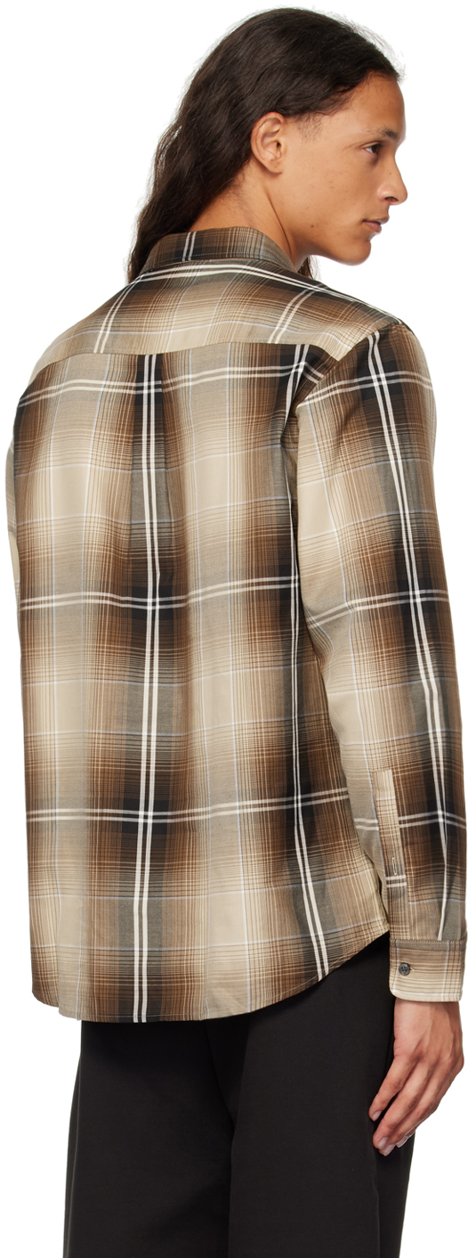 Hugo Boss Beige & Brown Check Shirt In 281-open Beige
