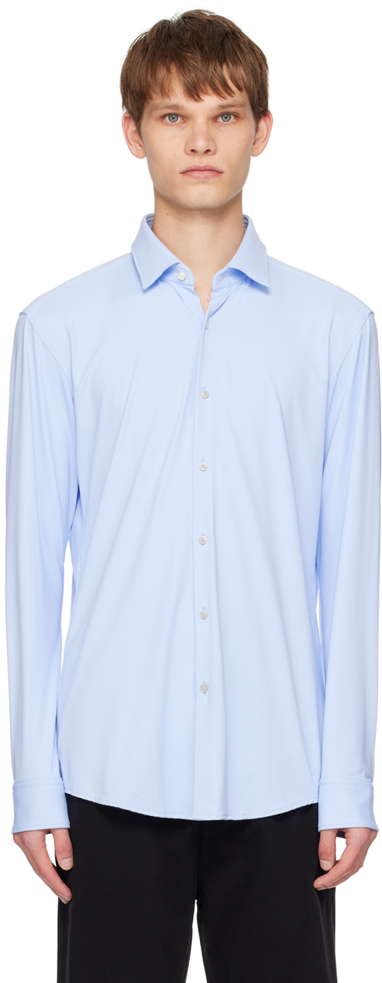 Blue Spread Collar Shirt