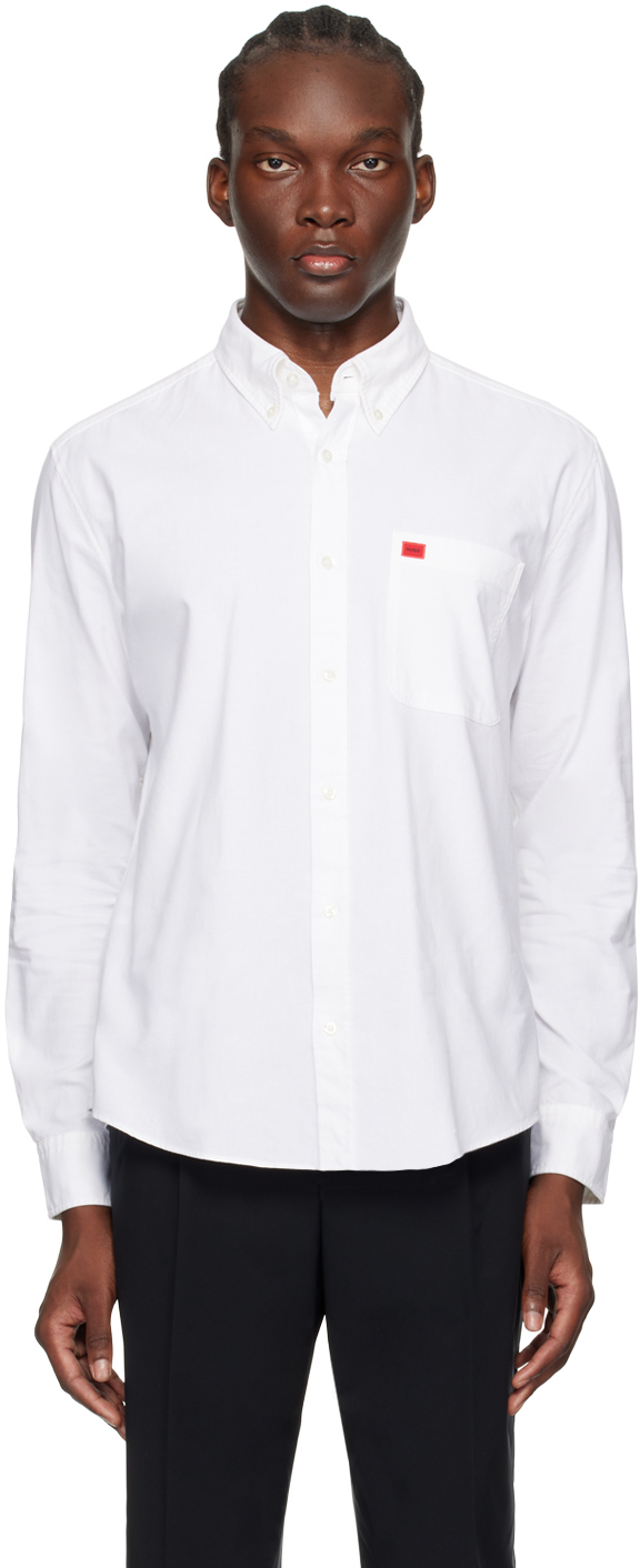 Shop Hugo Off-white Pocket Shirt In 199-open White