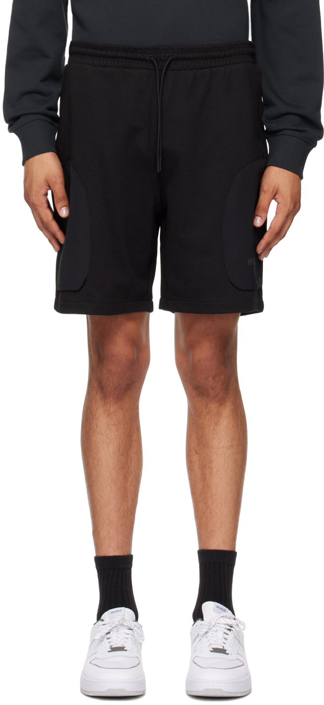 Shop Hugo Black Drawstring Shorts In 001-black