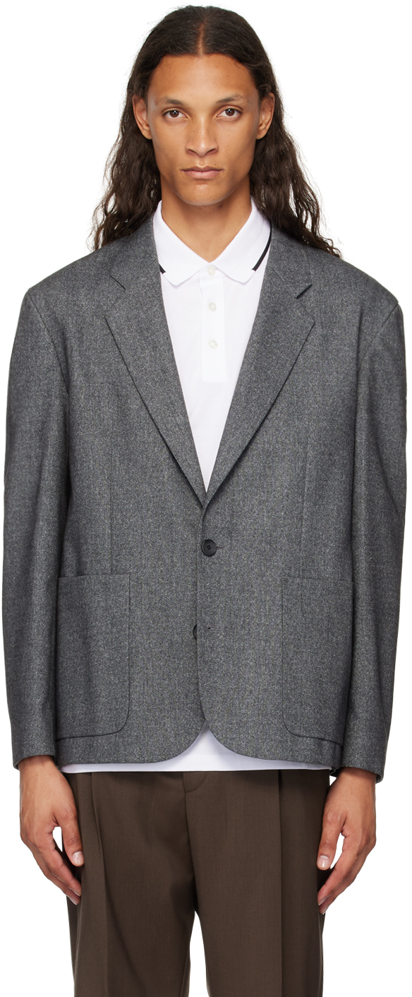 Shop Hugo Gray Lined Blazer In Lght/pstl Grey, 056